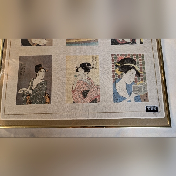 Kitagawa Utamaro Ukiyo-e Japanese Paintings Geisha Silk Signed 18”x18“ RARE - Picture 4 of 10